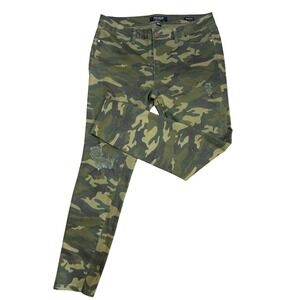 Judy Blue Womens Camo Distressed Skinny Jeans Green Camouflage JB8473 Size 13/31